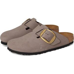 Birkenstock Shoes Boston Big Buckle Faded Purple Suede Clogs